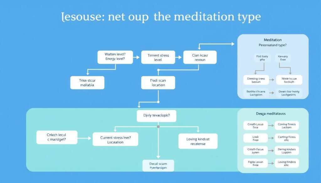 Diagram alur pemilihan jenis meditasi berdasarkan kebutuhan dan kondisi Diagram alur pemilihan jenis meditasi berdasarkan kebutuhan dan kondisi